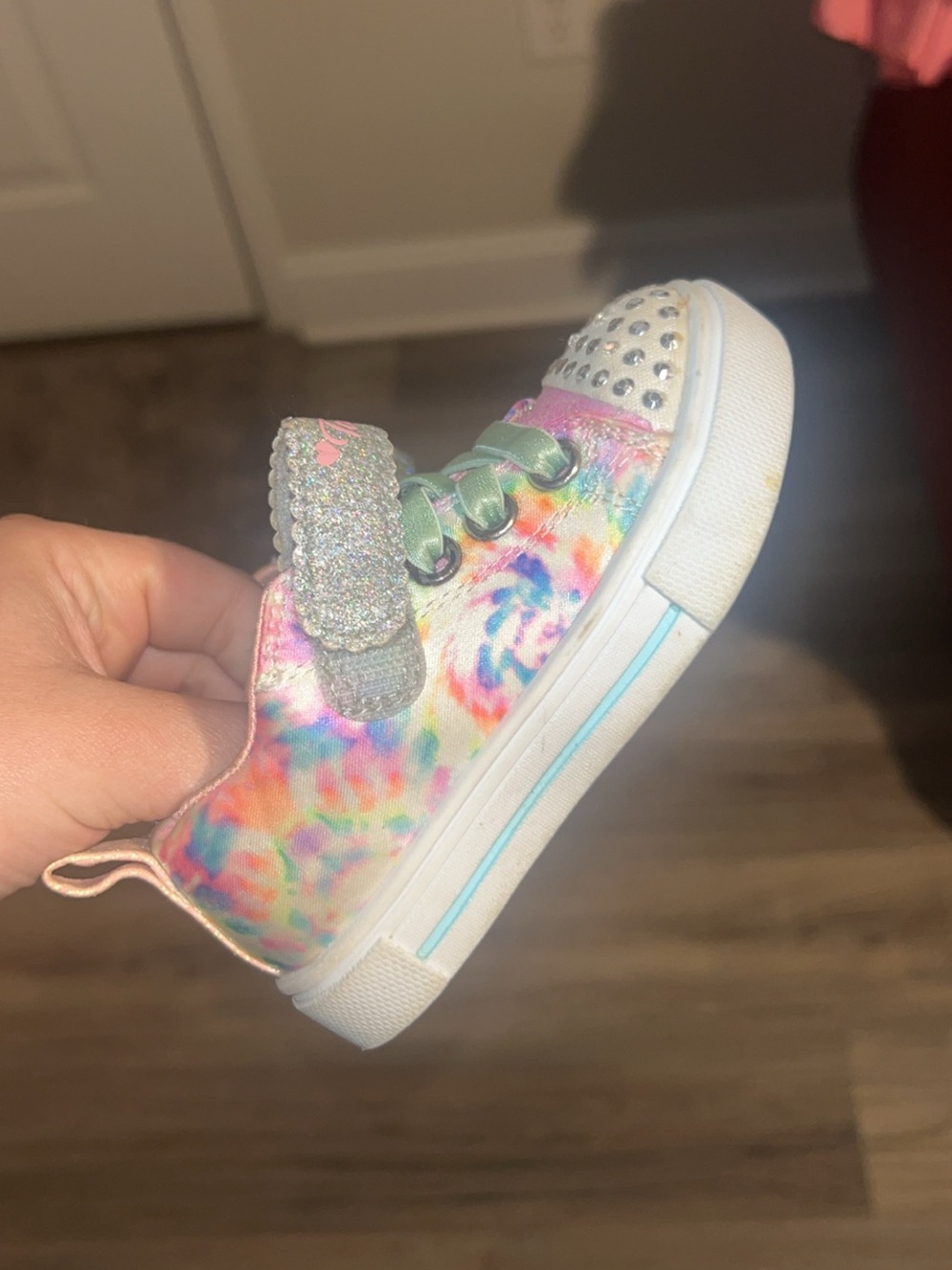 Skechers Kids Multicolor Tie-Dye Sneaker with Glitter Strap